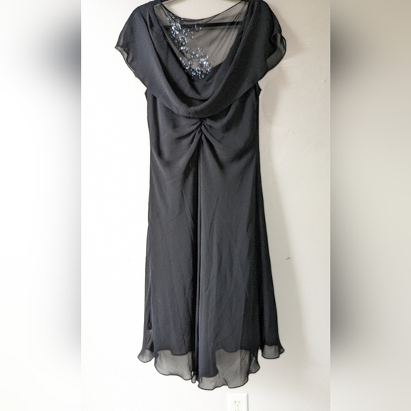 S.L. Fashion Sheer Back Black Midi Dress, Size 18, Gorgeous!! - Picture 2 of 10